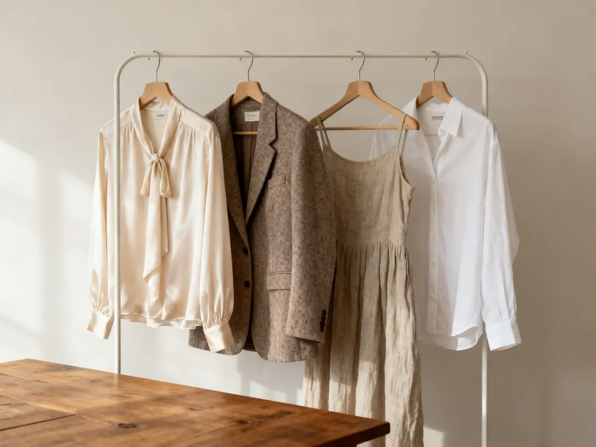 Eleganckie ubrania z naturalnych materiałów w minimalistycznej pracowni