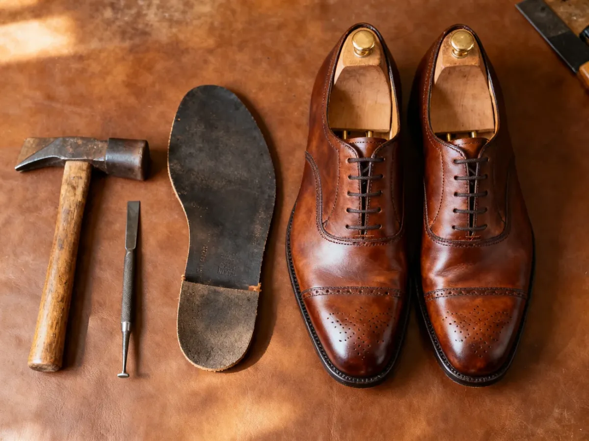 Klasyczne buty Goodyear Welted przygotowane do wymiany podeszwy