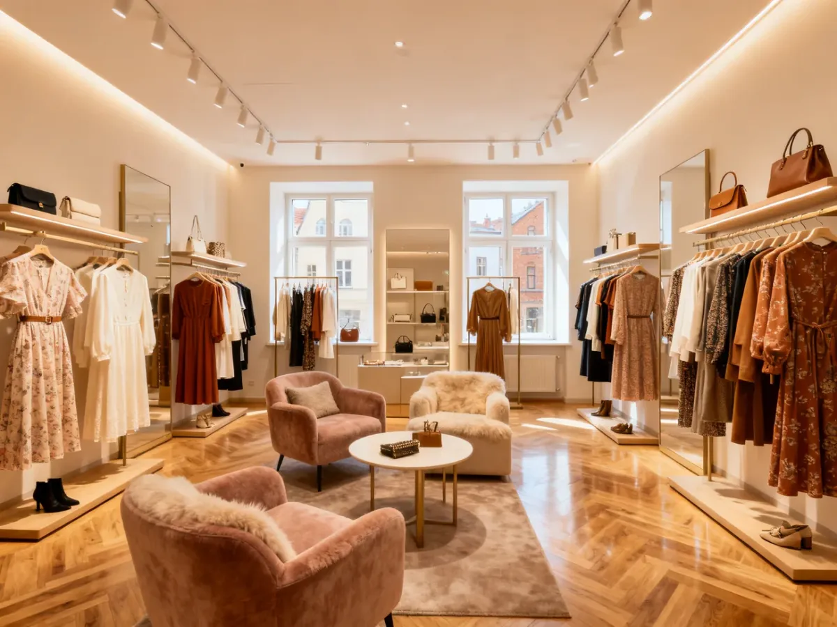Wnętrze concept store z selekcją polskich marek odzieżowych
