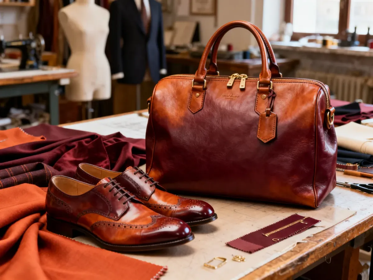 Skórzane wyroby i materiały w stylowym włoskim atelier
