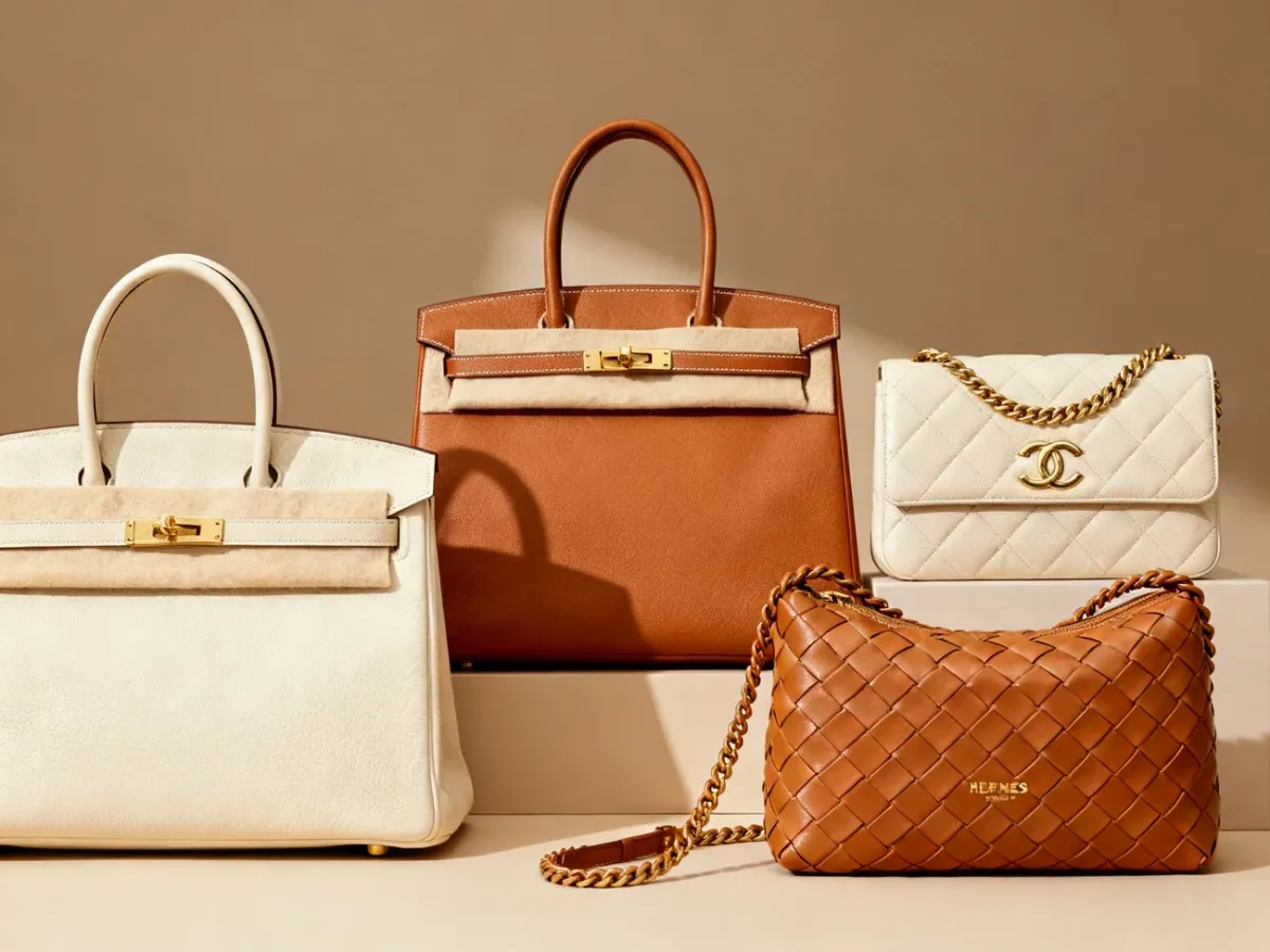 Kolekcja klasycznych luksusowych torebek Hermès, Chanel i Bottega Veneta
