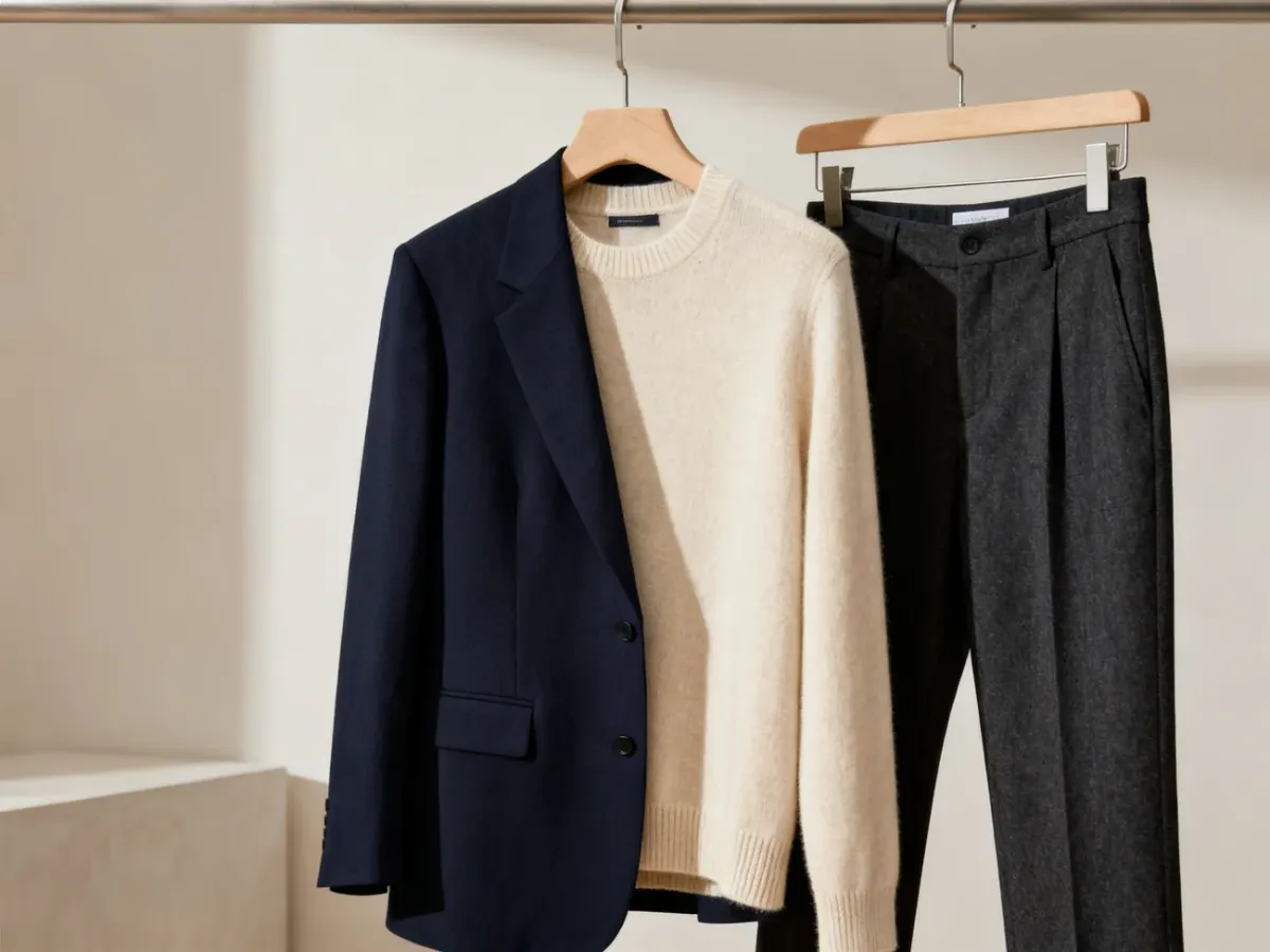 Minimalist selection of logo-free luxury clothing in neutral colors